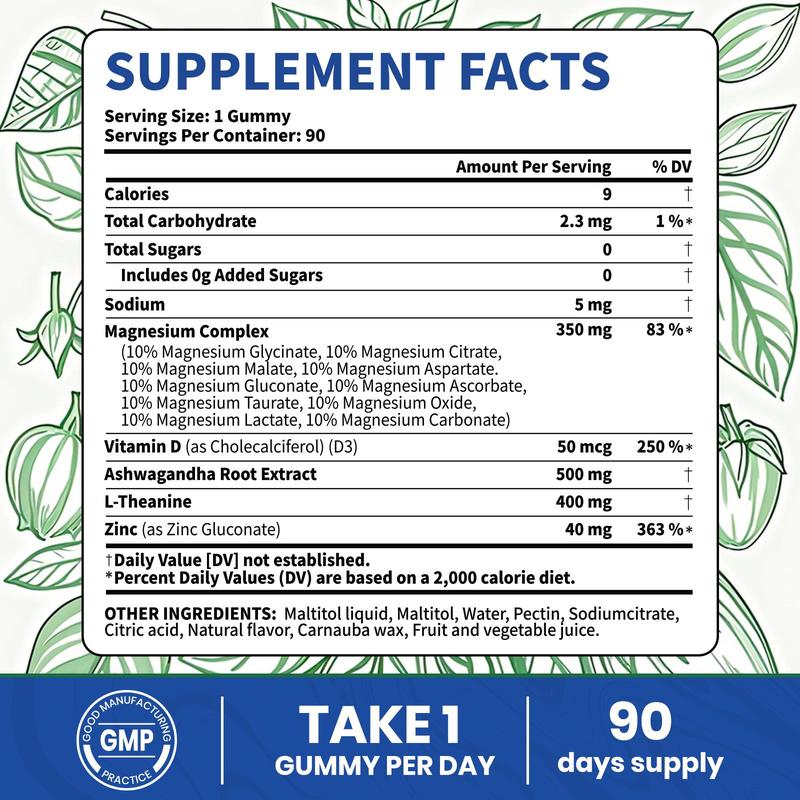 VEV 14-in-1 Magnesium Gummies – with Ashwagandha, L-Theanine, Vitamin D3 & Zincs