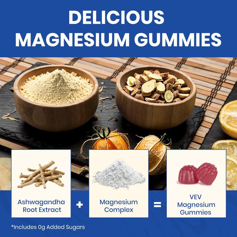 VEV 14-in-1 Magnesium Gummies – with Ashwagandha, L-Theanine, Vitamin D3 & Zincs
